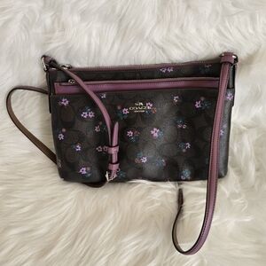 Coach Floral Print Crossbody Bag - Purple and Brown